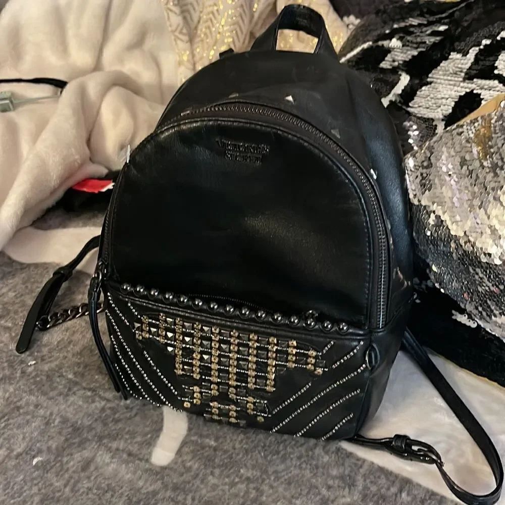 Victorias secret/vs bling aztec pyramid stud sequin detail Mini backpack bag